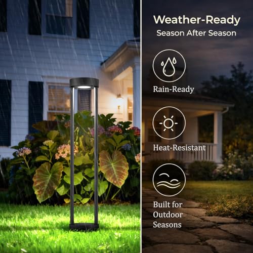 Solar Bollard Lights Outdoor (2 Count)