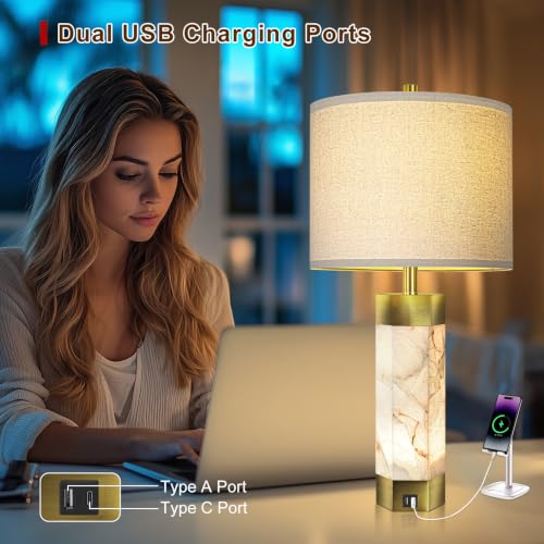 27" Alabaster Table Lamps Set of 2 (2 Count)