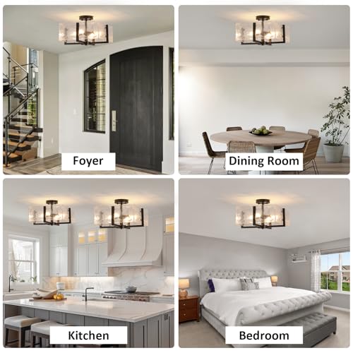 Black Semi Flush Mount Ceiling Light 4 (4 Count)
