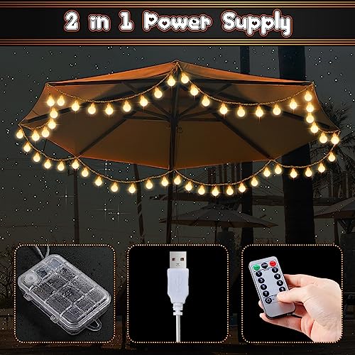 2 Pack 32 FT LED Patio Umbrella Lights (2 Count)
