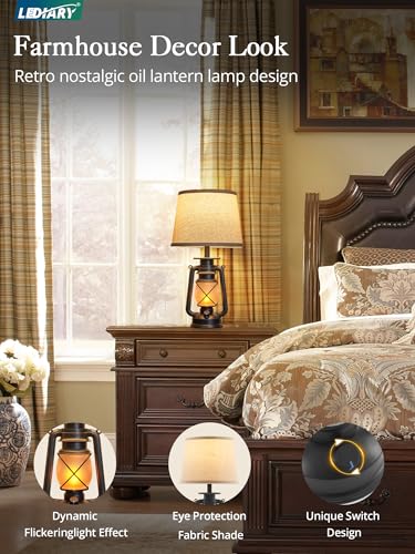 18.72" Black LED Lantern Flickering Flame Table Lamps Set of 2 (2 Count)