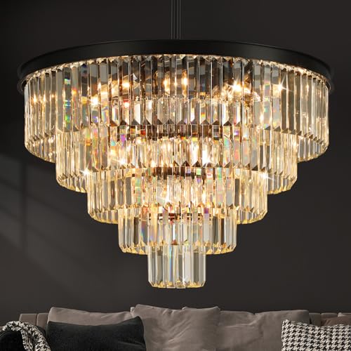 Black Crystal Chandeliers for Living Room