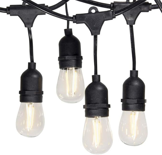 Waterproof Outdoor String Lights - 12Ft Commercial Grade Patio Lights Heavy Duty Light String Hanging Light Fixture with 11W S14 Bulbs for Deckyard Garden Porch Party Decor