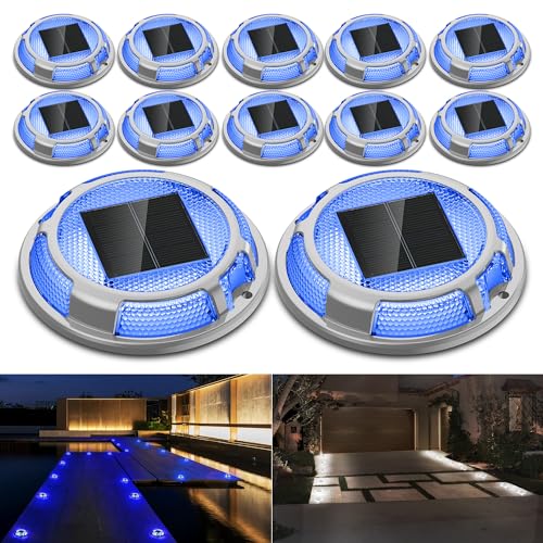 Solar Driveway Lights Dock Lights Waterproof 12 Pack (12 Count)