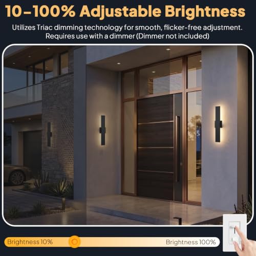 2 Pack LED Outdoor Wall Lights (23.6in)