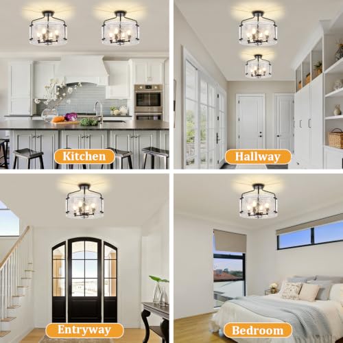 Modern Black Semi Flush Mount Ceiling Light