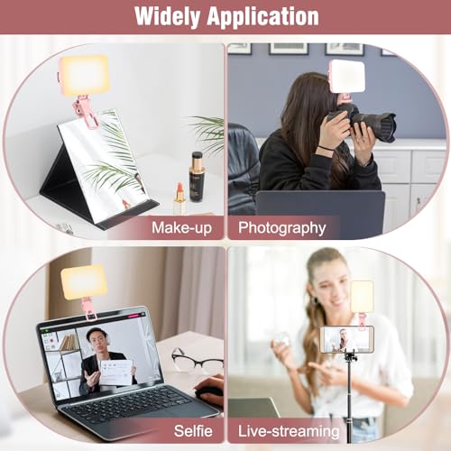 60 LED Portable Selfie Light Video Conference Lighting with Clip & Camera Tripod Adapter Rechargeable 2200mAh CRI 97+