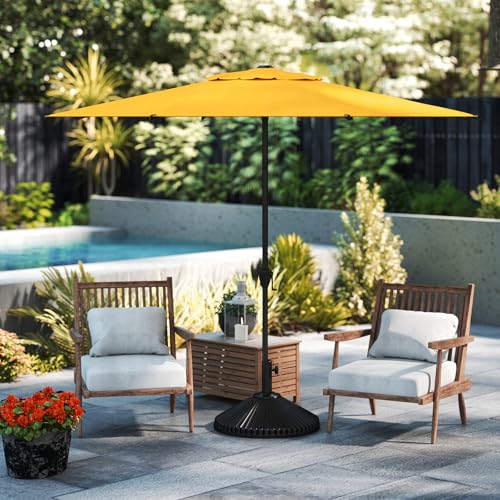 9FT Lyon Outdoor Patio Umbrella Outdoor Table Umbrella with Crank Market Umbrella 8 Sturdy Ribs UV Protection Waterproof and Push Button Tilt for Garden Deck Backyard Pool