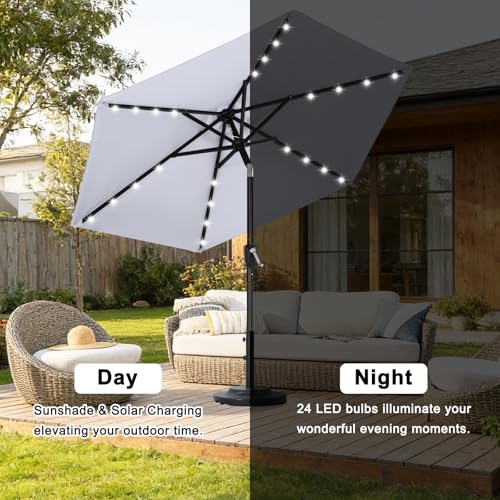 Solar Led Patio Umbrella with 24 Lights 7.5FT
