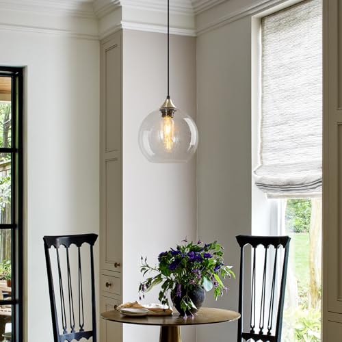 Clear Glass Pendant Lights Kitchen Island Lighting Globe Pendant Light Fixtures Modern Pendant Lighting for Kitchen Island Bedroom Living Dining Room Light Fixture