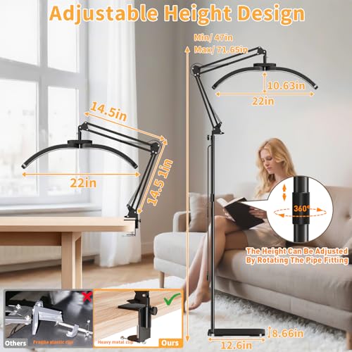 2-in-1 Half Moon Lash Light, 2026 Foldable LED Floor Lamp Black
