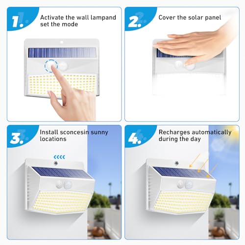 8 Pack Solar Motion Sensor Lights Outdoor Waterproof with 3 Modes (8 Count)