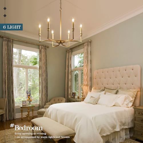 6 Light Candelabra Chandelier Dining Room Gold Chandeliers 26in
