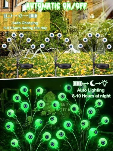 6 Pack Solar Halloween Decorations Outdoor 36 LED Solar Eyeball Lights (6 Count)