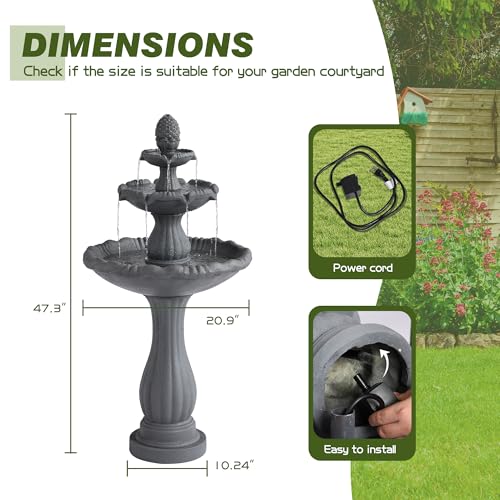 47.4"H Italian Outdoor Garden Water Fountain