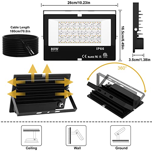 LED Flood Light Outdoor 800W Equivalent 8000LM