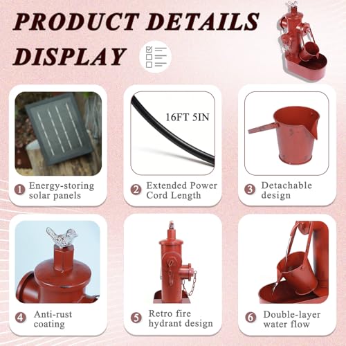 Metal Solar Powered Water Fountain with Backup Battery