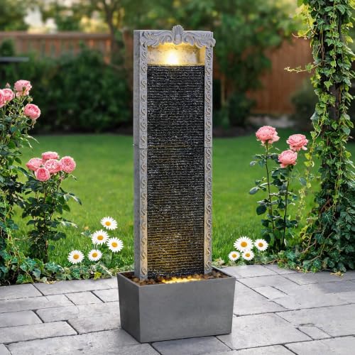 40" Outdoor Water Fountain with Warm LED Lights