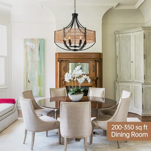 25.6" Large Rattan Chandelier