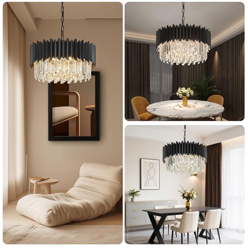 20" Black Crystal Chandelier 4