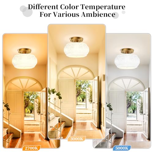 Milk Glass Semi Flush Mount Ceiling Light Fixture