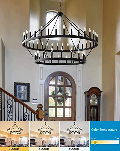 60 Inch Large Black Wagon Wheel Chandelier