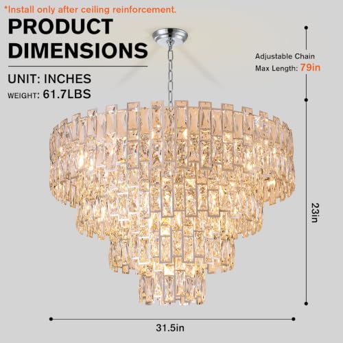 32" Luxury Crystal Chandelier for Dining Room