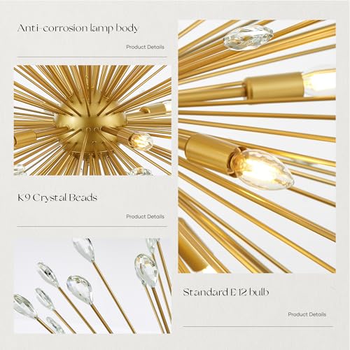 18 Light Gold Sputnik Chandelier
