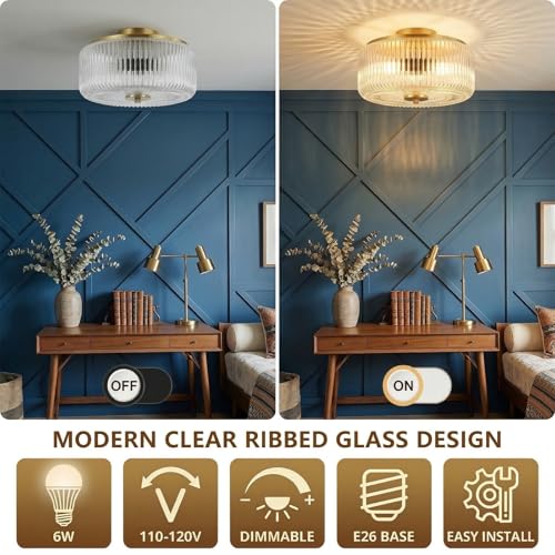 3 Light Gold Flush Mount Ceiling Light