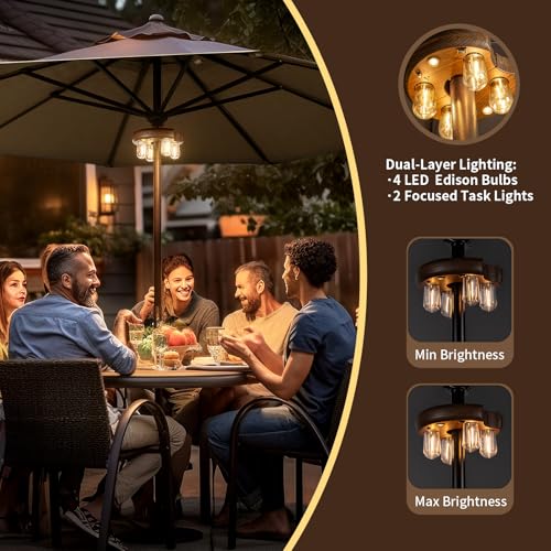 Dark Wood Grain Patio Umbrella Light with Remote Control