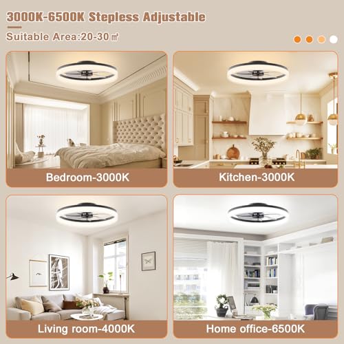 Low Profile Ceiling Fan with Light and Remote