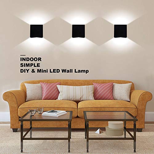 Small Black Up Down Hallway Wall Sconce Light Fixture Cool White
