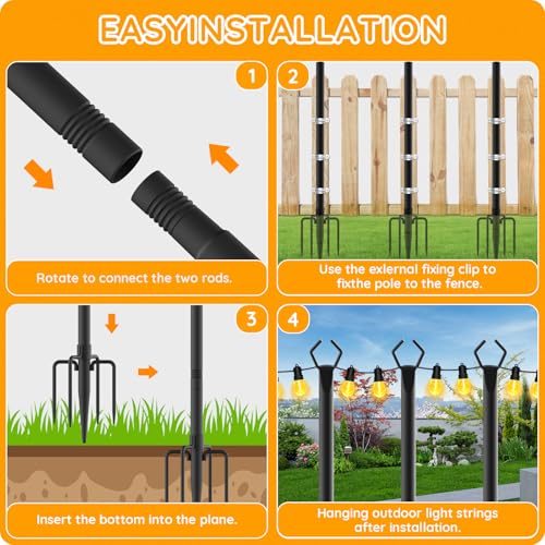 2 Pack String Light Poles (10 Foot)