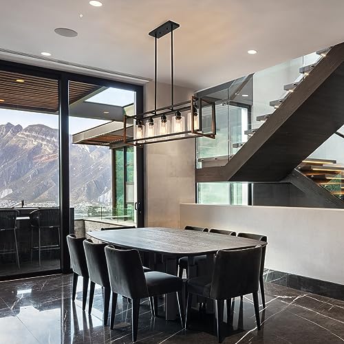 5 Light Black and Bronze Kitchen Island Lighting
