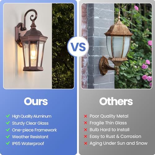 Outdoor Wall Lantern 16'' Brown Aluminum Outdoor Wall Light Fixtures