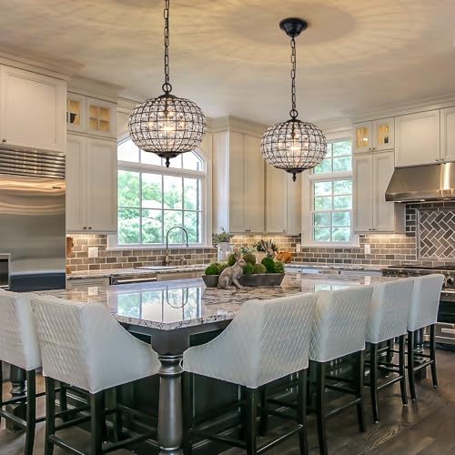 Crystal Chandeliers for Dining Room 12" Vintage Globe Pendant Light