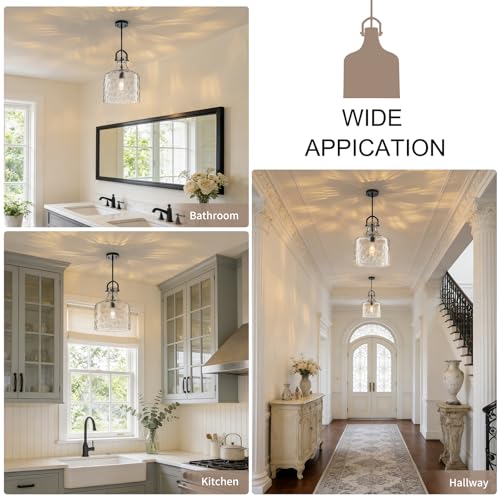 Oversized Hammered Glass Large Black Pendant Lights Kitchen Island Lighting