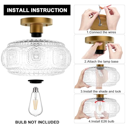 11 Inch Globe Glass Semi Flush Mount Ceiling Light Fixture