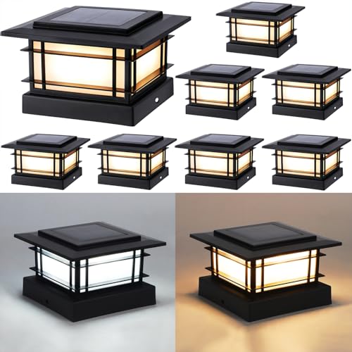 4x4 Solar Post Cap Lights Outdoor with 2 Color Modes (8 Count)