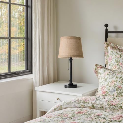 19.5" Black Rustic Table Lamps Set of 2 for Living Room Bedroom