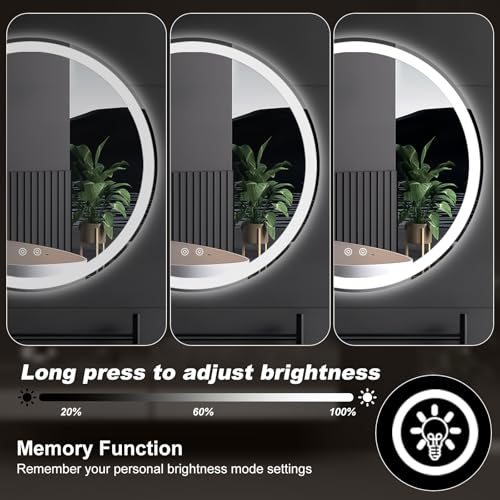 24 Inch Round LED Bathroom Mirror with Lights