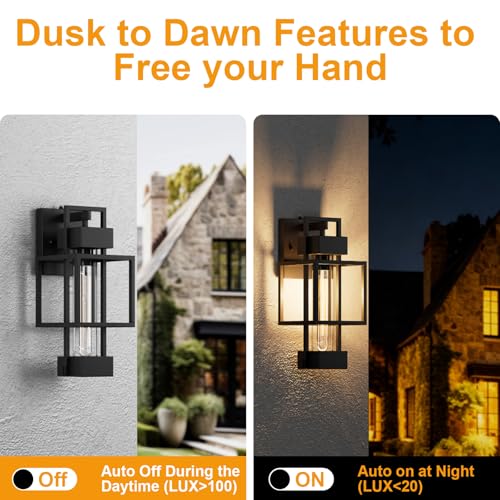 2 Pack Dusk to Dawn Outdoor Exterior Lighting Fixtures Wall Mount (2 Count)