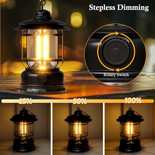 Retro LED Black Portable Battery Powered Camping Lanterns (3 Count)