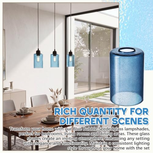 6 Pcs Blue Bubble Seeded Glass Lamp Shade 1 (6 Count)
