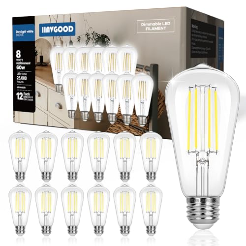 Vintage 8W ST58 LED Edison Light Bulbs 60W Equivalent (12 Count)