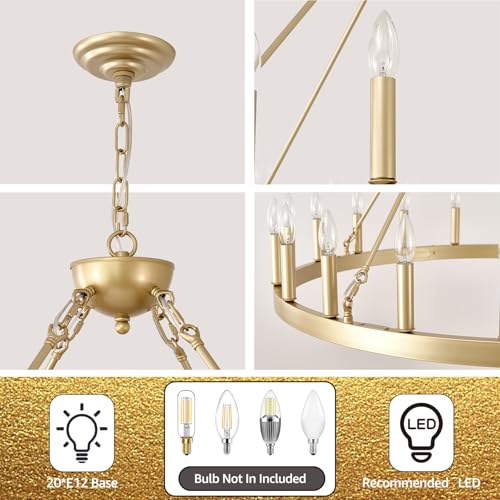 40" Gold Wagon Wheel Chandelier 20