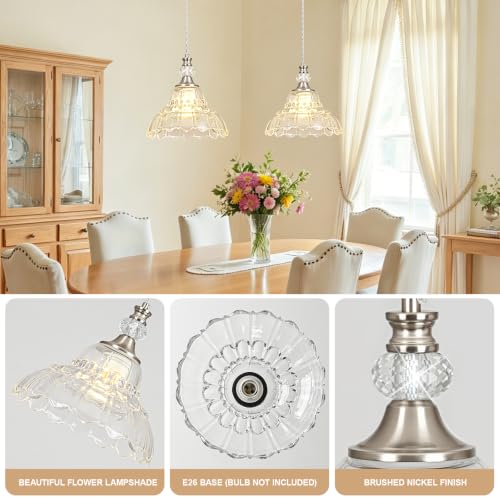 1 Piece Chandelier in Brushed Nickel Finish with Flower (1-Light / Nickel)