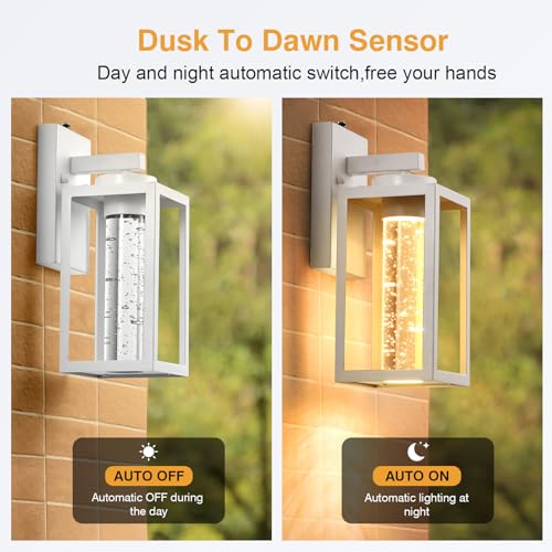 White Outdoor Sconce Lights Integrated LED Light Source