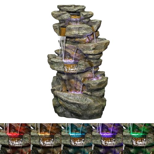 51" Tall 6 Tier Outdoor Rainforest Waterfall Floor Fountain