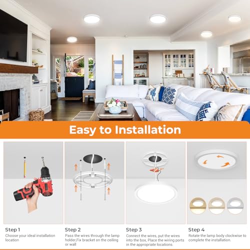 3Pack LED Flush Mount Ceiling Light Fixture